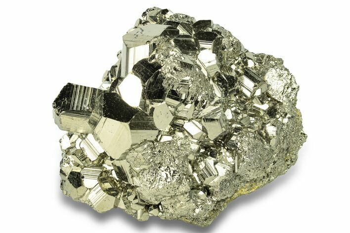 Gleaming, Striated Pyrite Crystal Cluster - Peru #260192